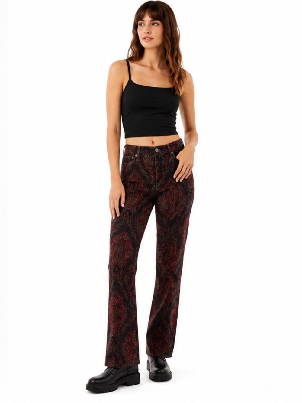 Ralph Lauren LRL Paisley Corduroy Pants Size 8 Straight Leg Boho Equestrian
